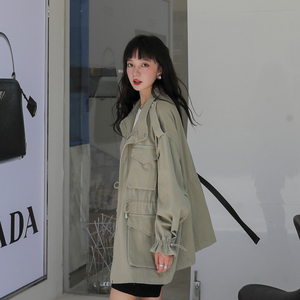 现货X832 P120K178 2022春秋新款4个立体口袋工装风衣收腰外套女,女装风衣,浙宝088