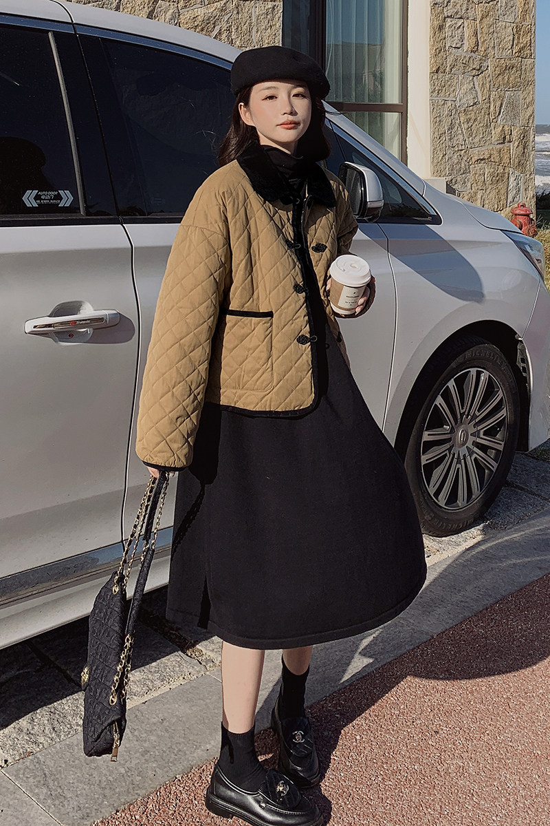 出货M211p165K2582024冬装新款撞色菱格棉服短外套,女装棉衣/棉服,浙宝088