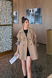 X981P125K188现货2022秋小个子宽松短风衣袖子撞色收腰外套，女装风衣，浙宝088