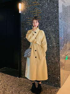 现货 M019P175K268    2022冬装新款单排扣方领毛呢外套女图片
