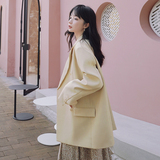 淡黄色小西装外套女春秋2025年新款春装气质休闲时尚双排扣西服潮，女装西装，浙宝088