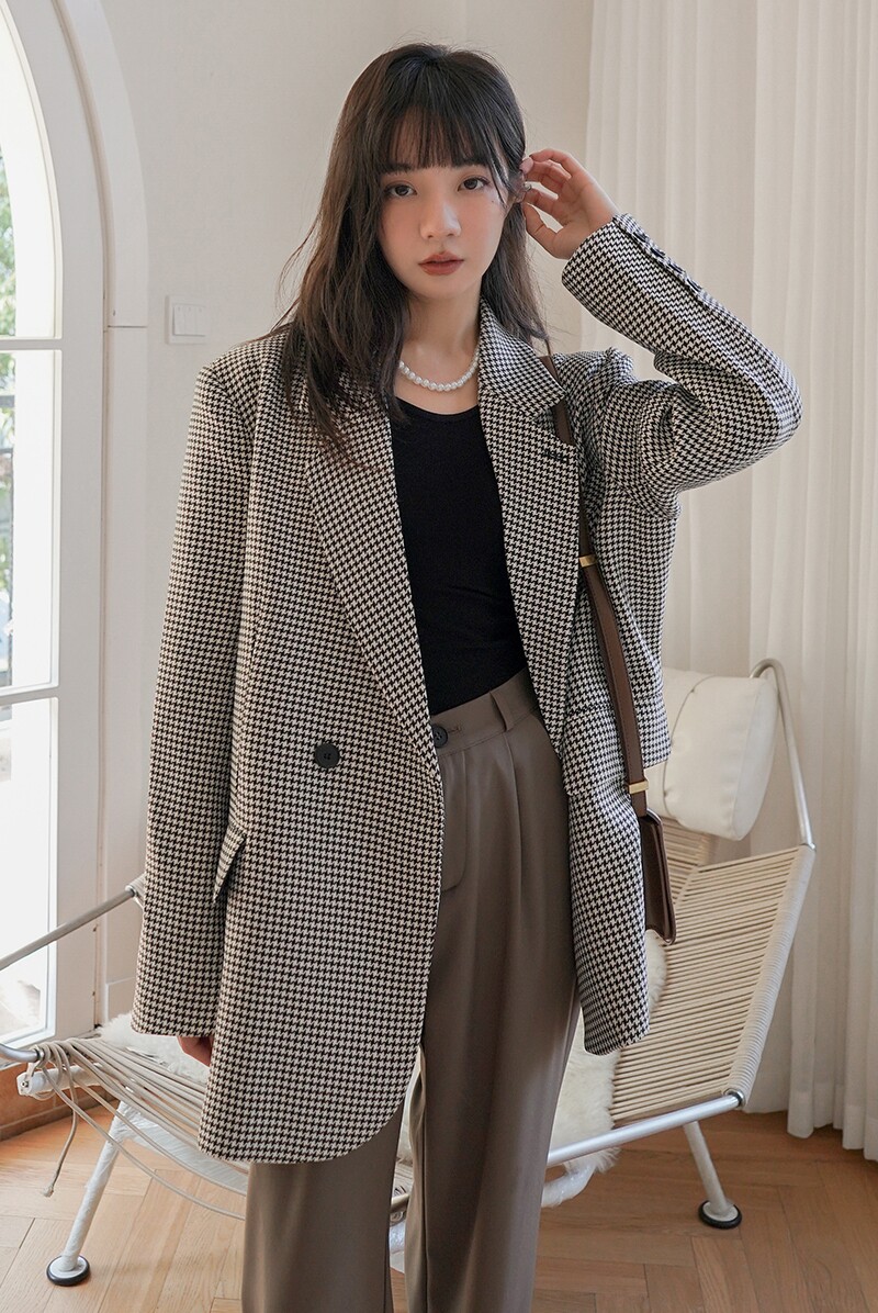现货M051P110K1682022春装新款现货格子外套小西装,女装西装,浙宝088