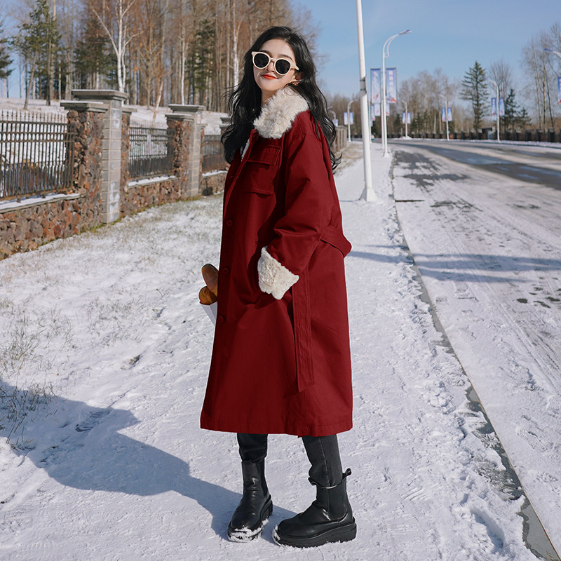 现货X931P195k2882021冬装新款派克服羊羔毛中长款外套女，女装棉衣/棉服，浙宝088