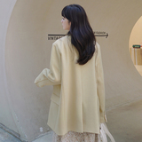 淡黄色小西装外套女春秋2025年新款春装气质休闲时尚双排扣西服潮，女装西装，浙宝088