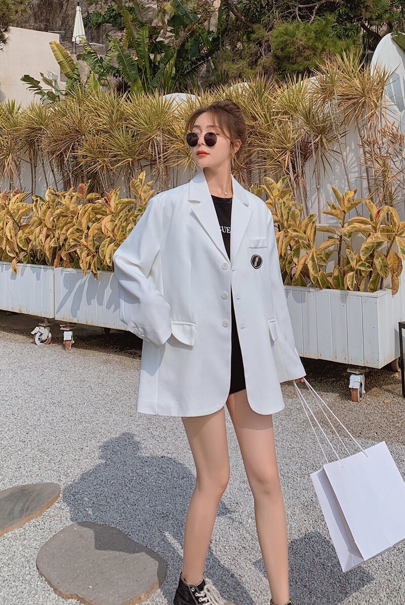 韩版休闲白色小西装外套女春秋2025新款春装宽松气质时尚西服炸街,女装西装,浙宝088