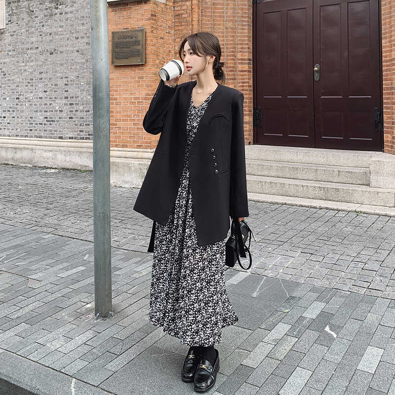 今年流行黑色爆款西装外套女2023秋新款韩版高端气质高级感小西服,女装西装,浙宝088