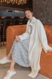 现货X1077P145K1982022春秋新款中长款纯色风衣大衣外套，女装风衣，浙宝088