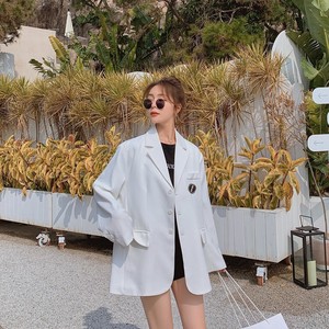 韩版休闲白色小西装外套女春秋2025新款春装宽松气质时尚西服炸街,女装西装,浙宝088