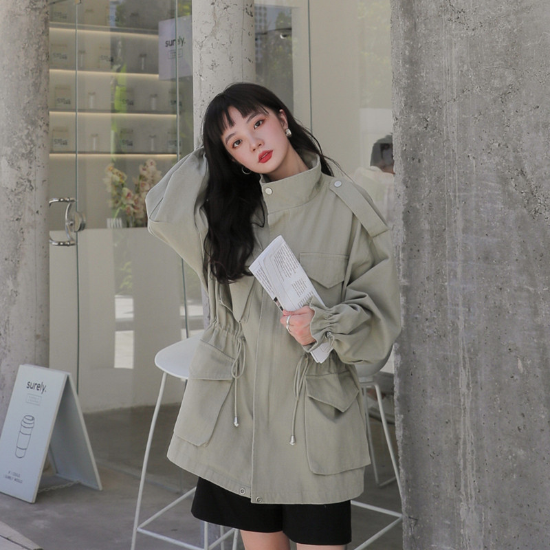 现货X832P120K1782022春秋新款4个立体口袋工装风衣收腰外套女,女装风衣,浙宝088