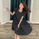 现货X1033P95K1482021夏装新款碎花泡泡袖中长款连衣裙，女装连衣裙，浙宝088