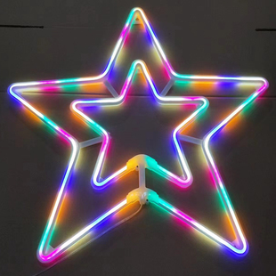 户外防水双层五角星灯挂树景观灯公园亮化满天星彩灯闪灯串灯