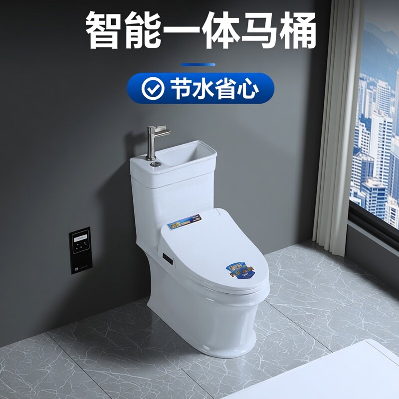 智能盖板日式节水带洗手池一体马桶日本家用小户型节省空间350