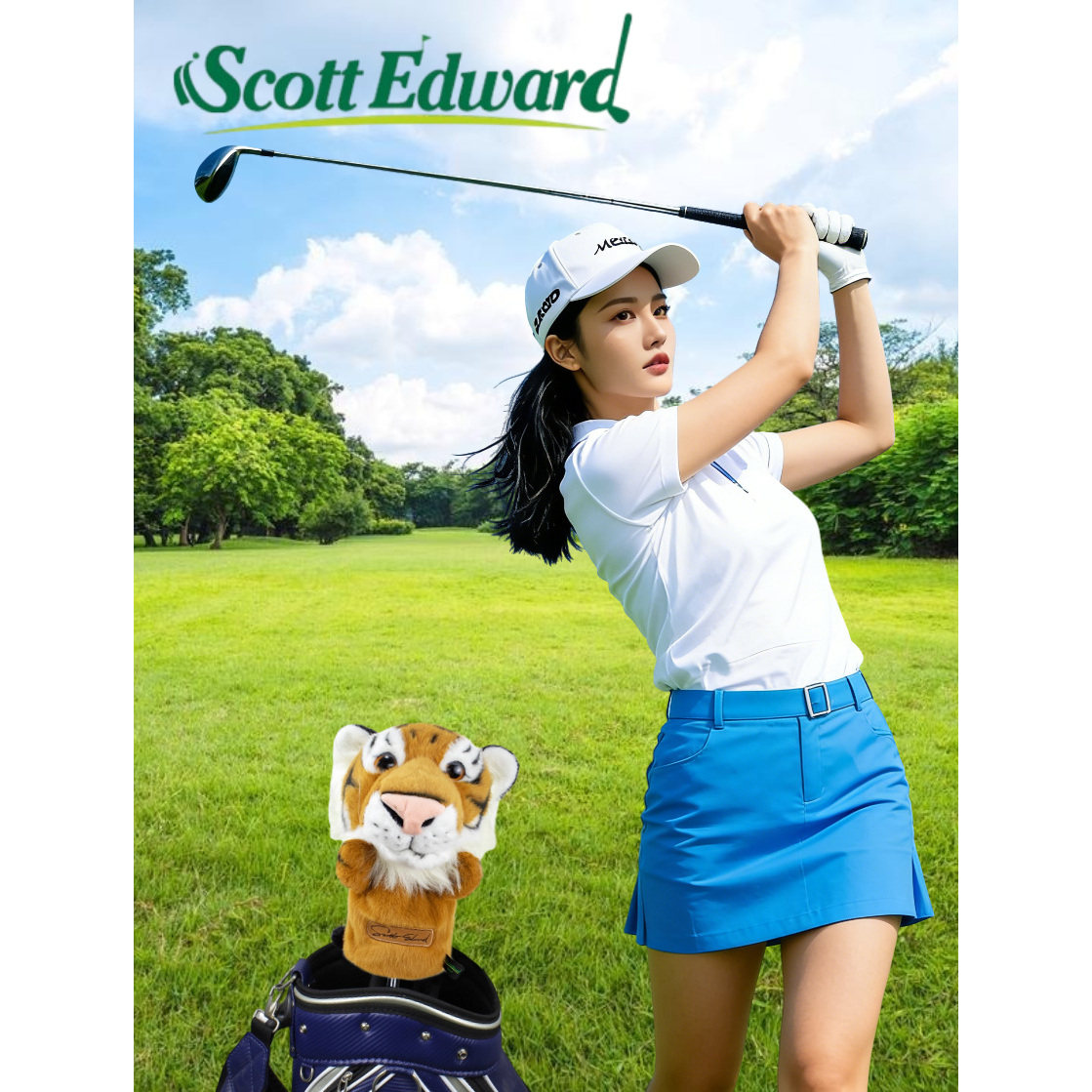 新版高尔夫杆套 老虎形象工仔球杆保护套一号木杆套