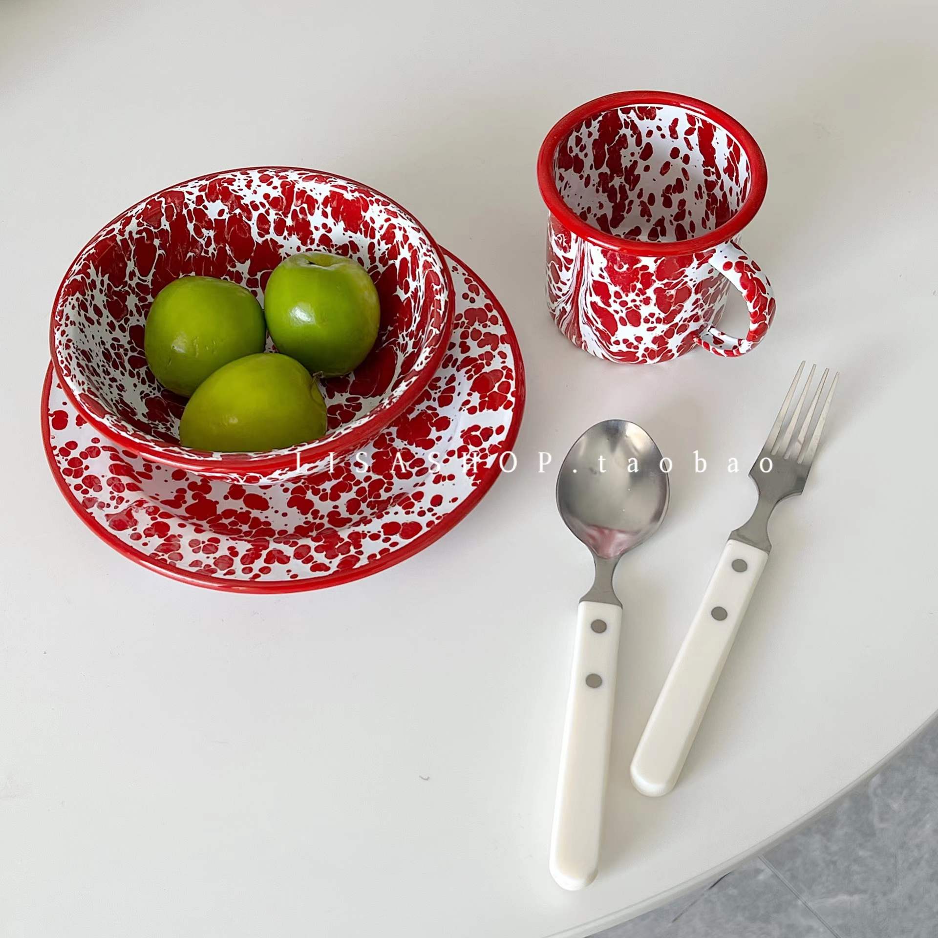 平盘搪瓷圆形泼墨8寸艺术餐具