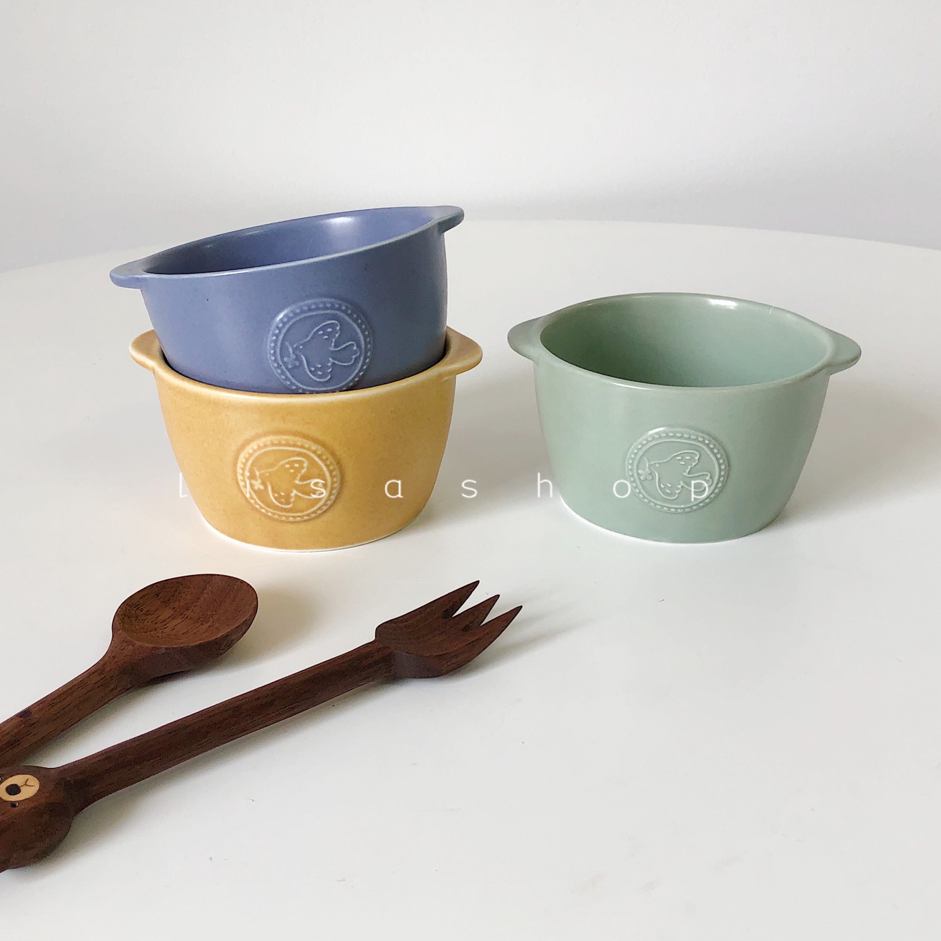 法式浮雕纯色小鸟沙拉碗酸奶