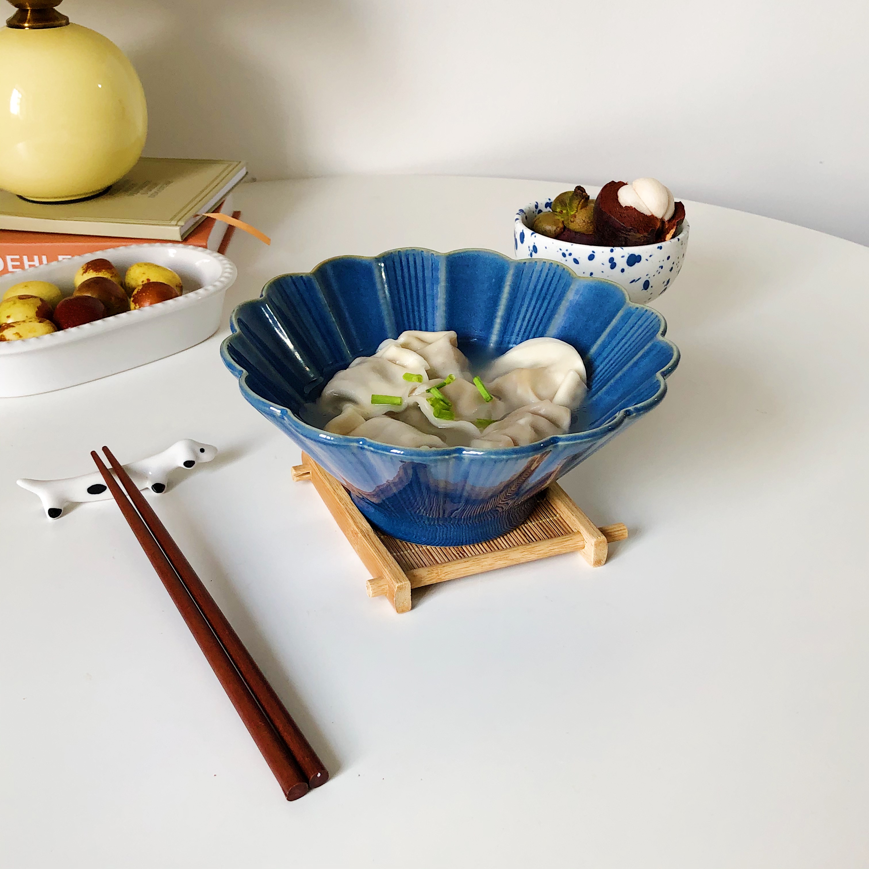 日式拉面碗汤碗菊花形釉下