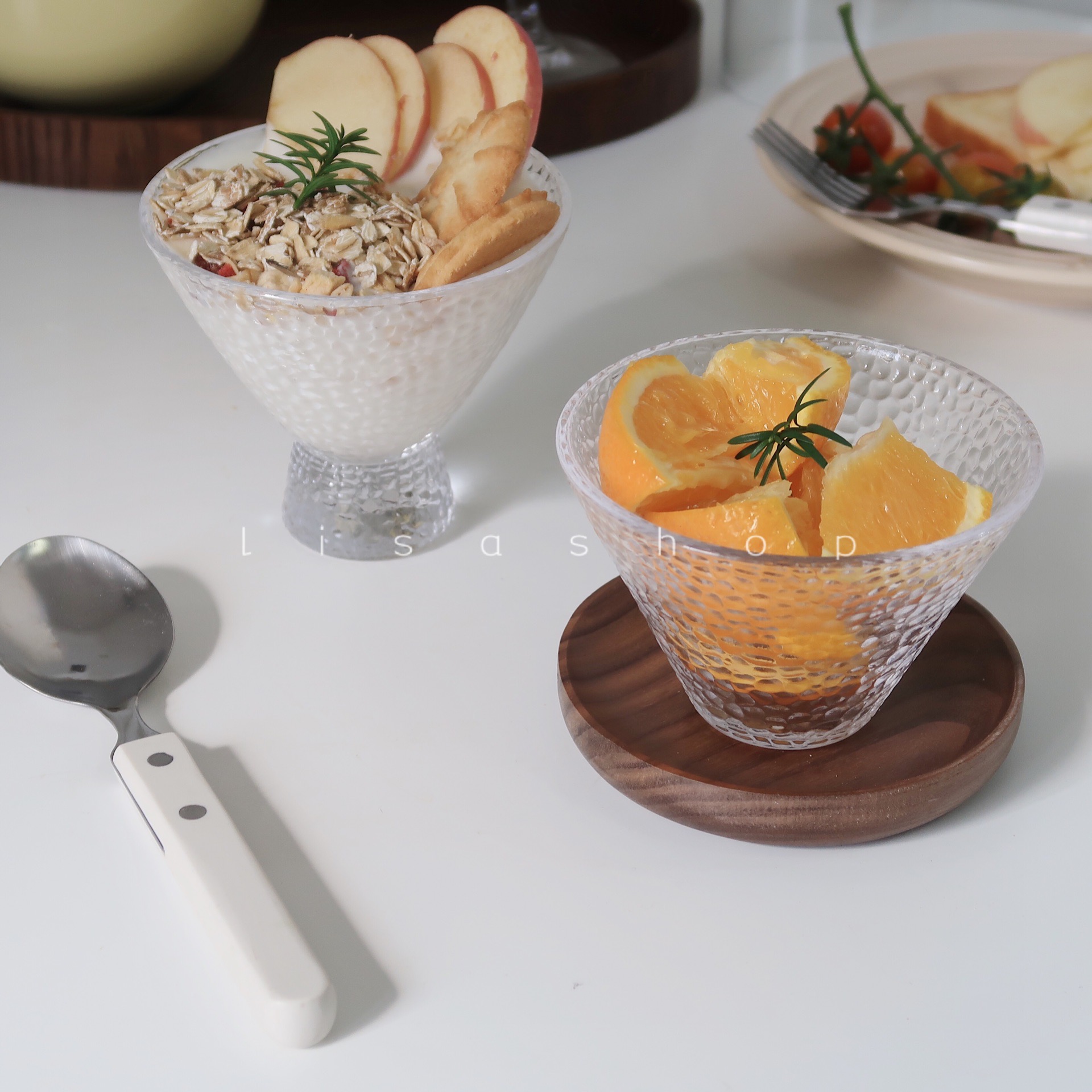 ls锤目纹玻璃杯日式三角玩酸奶碗