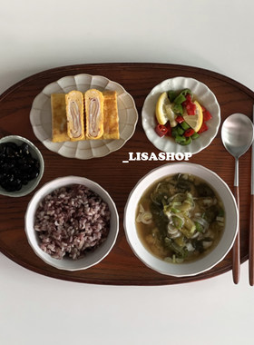 椭圆木质一人食餐具托盘