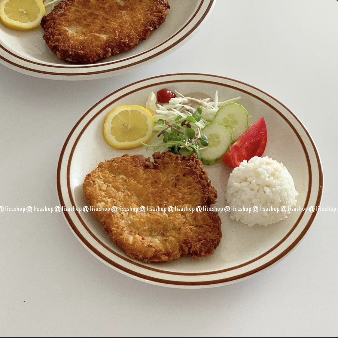 ins同款棕色线条大容量牛排餐盘