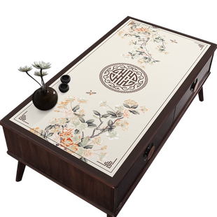 新中式茶几垫客厅防水防油餐桌垫免洗防烫桌布轻奢高级感皮革桌垫