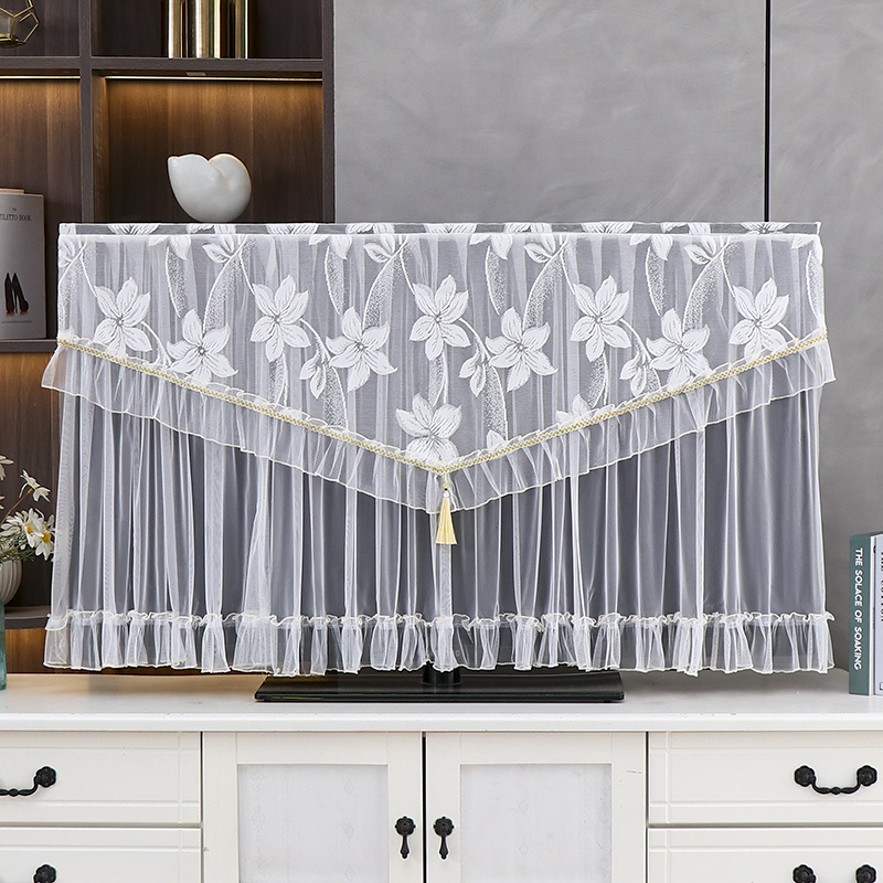 开机不取电视机防尘罩现代蕾丝