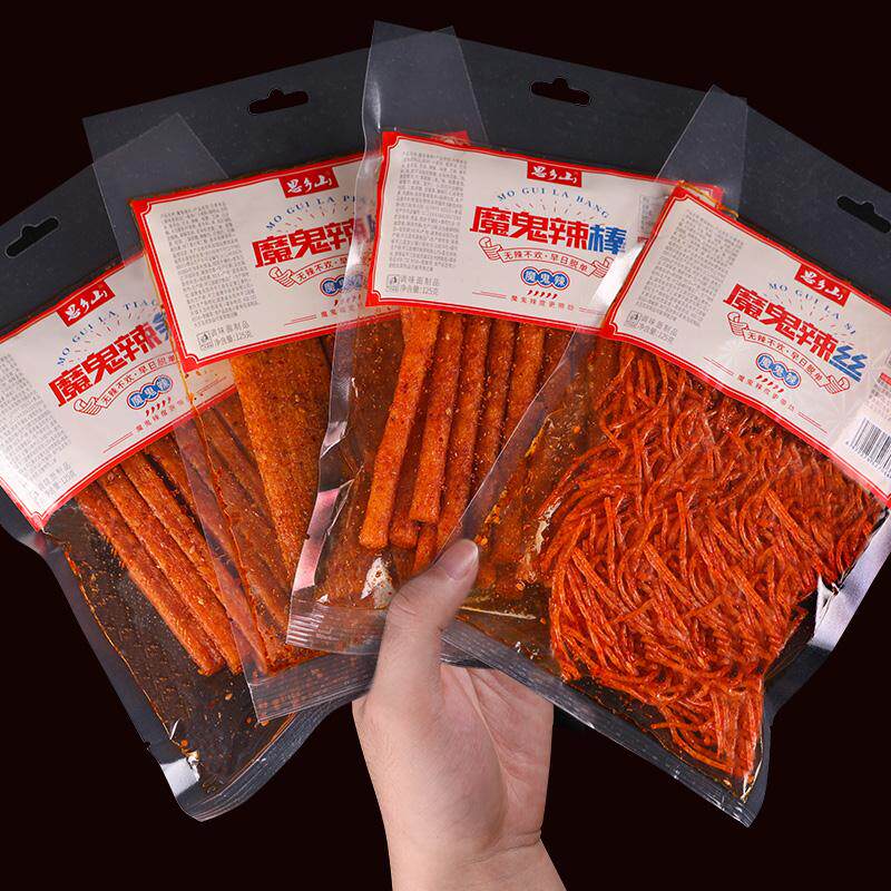 湖南特产思乡山辣条辣片辣丝豆皮香辣爆辣麻辣片80后怀旧网红小吃