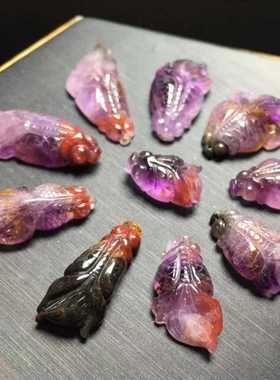 金鱼项坠极光23 Aurora23crystal 锦鲤吊坠 Amethyst 天然紫水晶