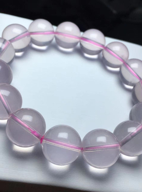 粉晶手链芙蓉石大珠莫桑比克粉