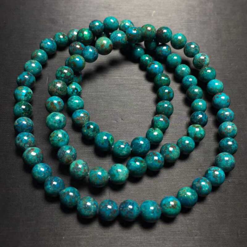 凤凰松石 硅孔雀石 azurmalachite 天然蓝铜矿手链 铜绿宝石 水晶