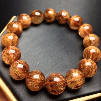 铜钛晶手链天然水晶金红石铜发晶