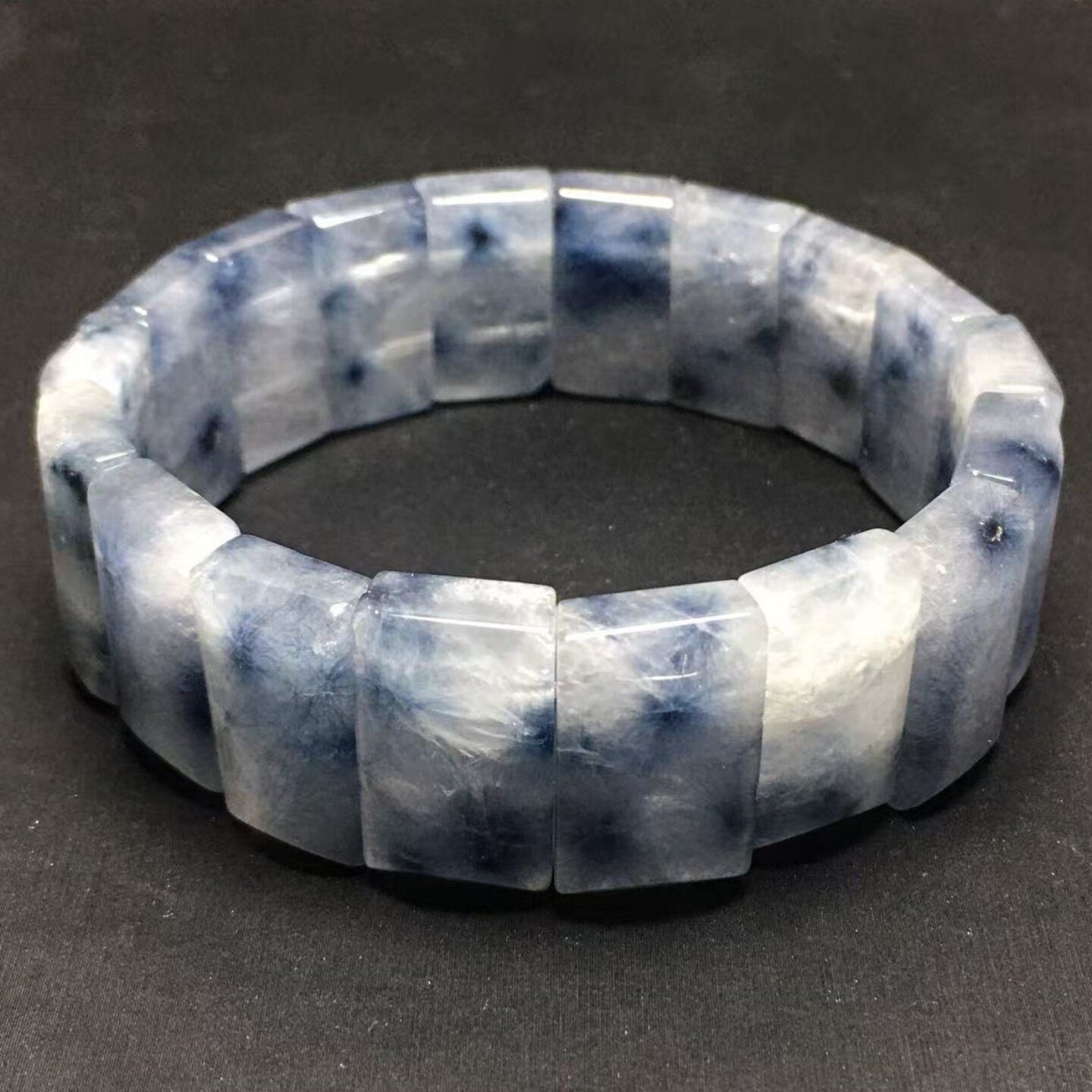 蓝发晶蓝兔毛海胆水晶手排
