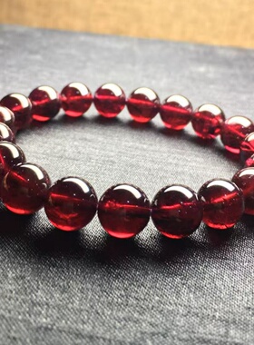 天然水晶 石榴石手串 garnet 单圈手链 石榴红 女性之石 礼物