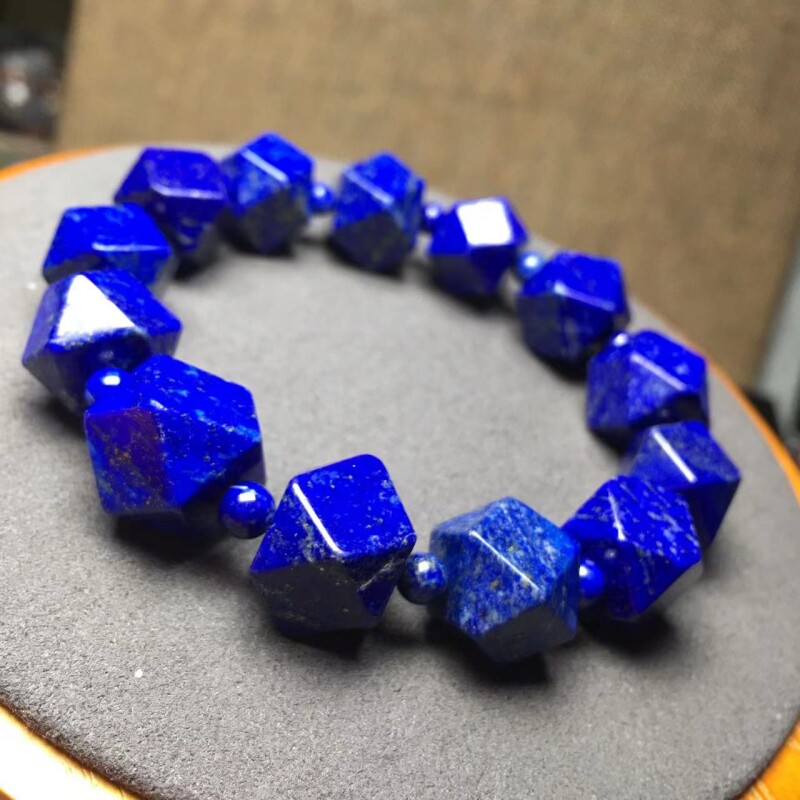 青金石lazurite刻面方糖珠水晶