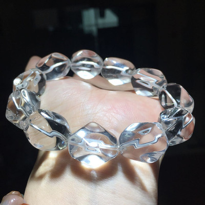 天然白水晶雕刻珠随型手串原石