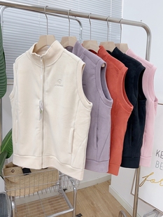 加绒马甲背心女秋冬2025新款 宽松内搭拉链上衣 加厚摇粒绒粉色无袖