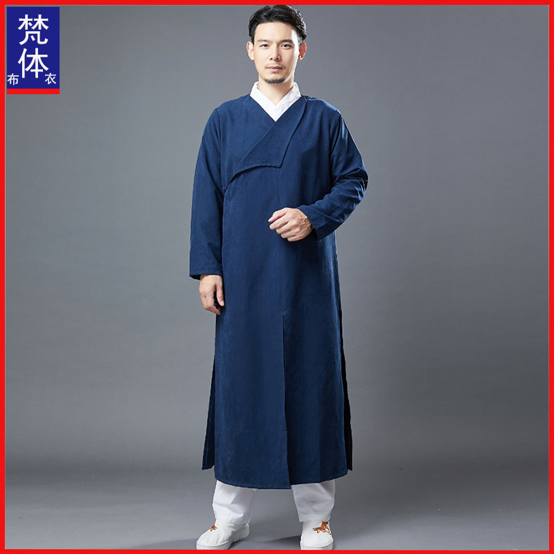 눈송이 새틴 중국어 향상된 HANFU 남자 당나라 정장 긴 가운 성능 의류 중국 스타일 중간 길이 고대 스타일 평신도 의류 가운