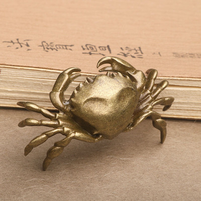 小号迷你家居工艺黄铜螃蟹摆件