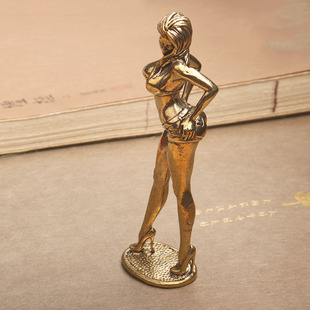 创意纯黄铜美女女孩小摆件肤白貌美大长腿火辣身材模特性感小礼物