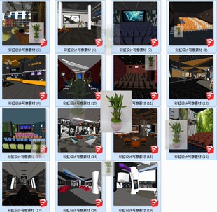 电影院影音室多煤体放映厅售票处前台 过道大堂sketchup SU模型