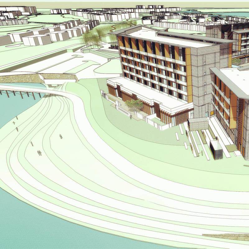 偏现代禅意新中式滨水度假村酒店公寓建筑景观庭院草图大师su模型