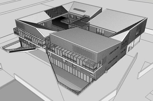 SU草图大师展览馆艺术馆 个人工作室砖砌表皮建筑sketchup模型