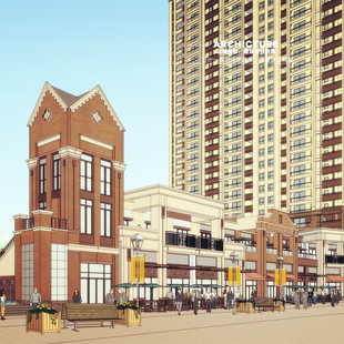 su草图大师英式褐石红砖住宅区底商商铺沿街风情商业街建筑su模型