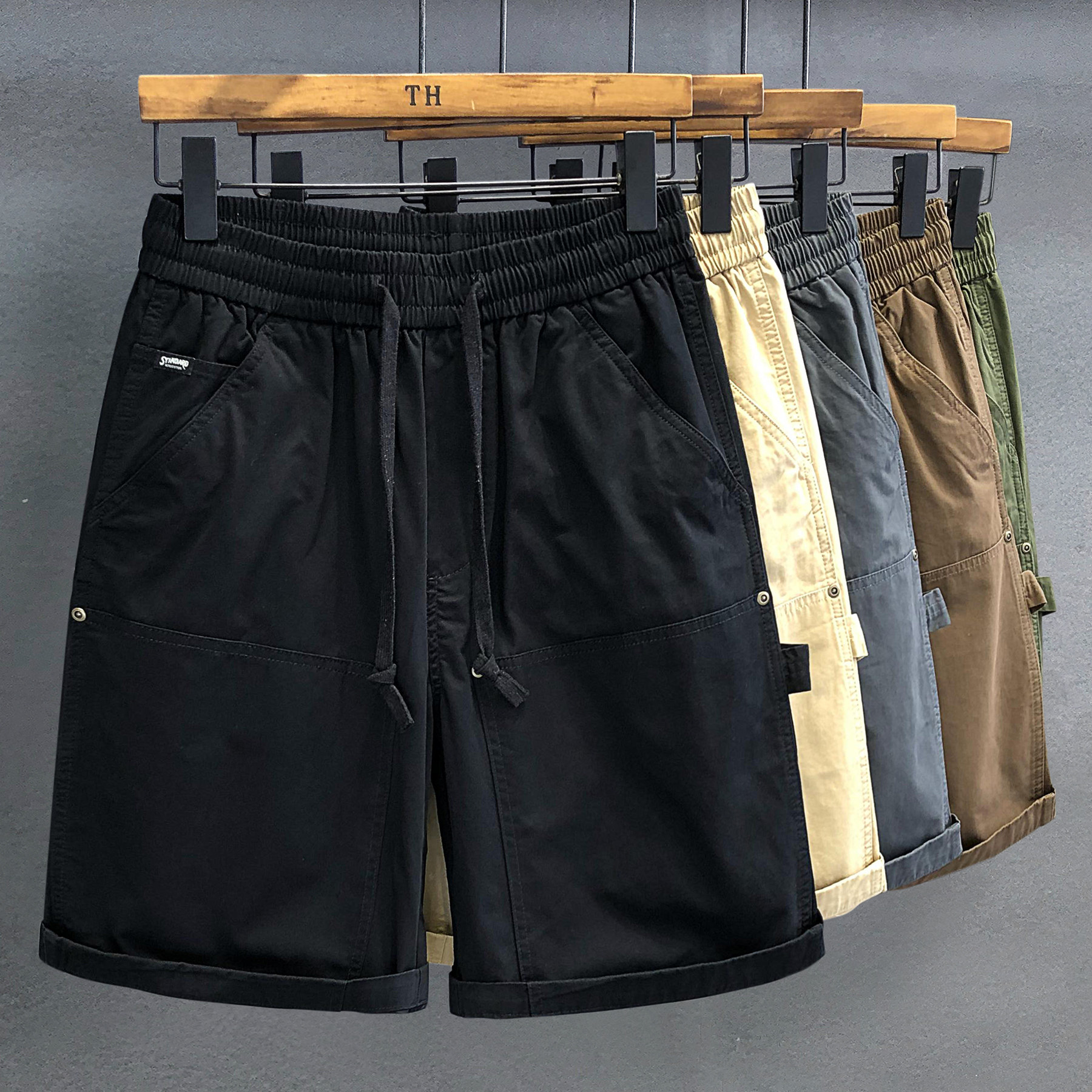 城市通勤高端复古水洗纯棉工装短裤男士休闲裤夏季宽松美式五分裤