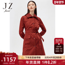 JUZUI玖姿2021秋季新款纯色气质款系带收腰女风衣外套图片