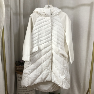 【艾】A型连帽马甲加厚中长款羽绒服女 6-1-366