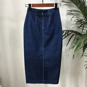 春秋牛仔女装 包臀后开叉半身裙 有弹力52 品牌瑕疵款 114