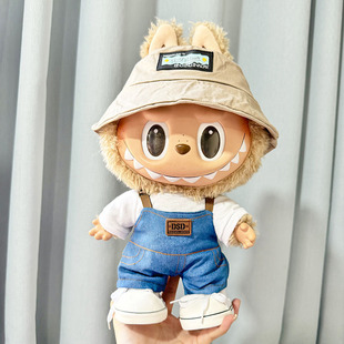 38cm拉布布搪胶毛绒娃娃衣服着替Labubu公仔衣服大春野三件套可爱