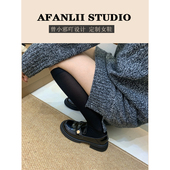 曾小邪家2025年新款 配裙子粗跟单鞋 厚底乐福鞋 女英伦风黑色小皮鞋