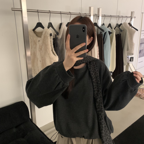 秋冬新宽松休闲款豹纹围巾卫衣