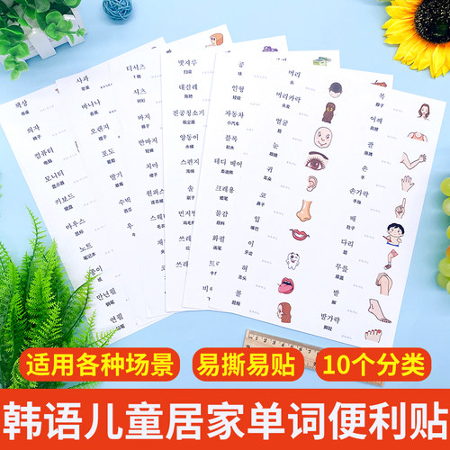 韩语入门词汇单词卡片贴纸